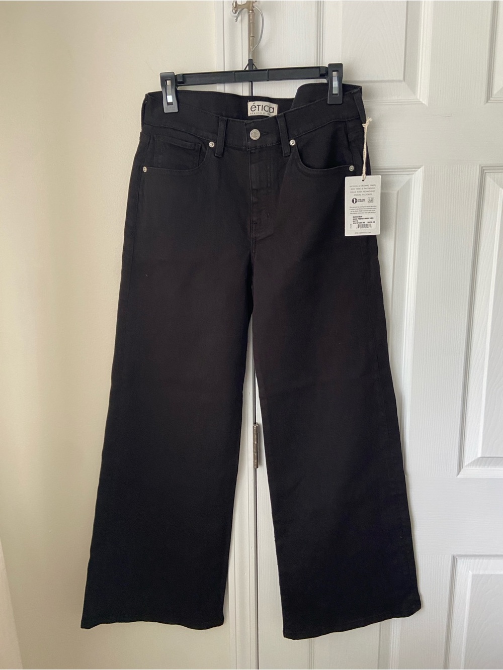 Anthropologie Etica Romi French Wide Leg Pants Jeans, Black Sz 30
